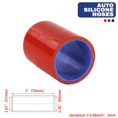 Universal Straight 3-Ply 2'' /51mm ID Silicone Hose for Turbo Intake Connecting - Image 1 of 4
