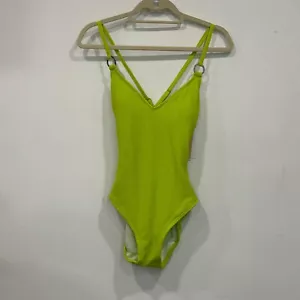 MICHAEL KORS ONE PIECE Textured Bathing Suit Cross Back Sz 8 NEW Limeade Logo - Picture 1 of 14
