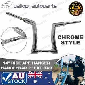 For Harley Sportster Yamaha Vstar 14" Rise 2" Ape Hanger Handlebar Chrome Style - Picture 1 of 13