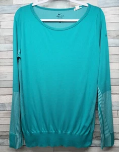 Nike Training Top Womens Medium Dri-Fit Epic Crew Knit Turquoise Style 589296 - Picture 1 of 11