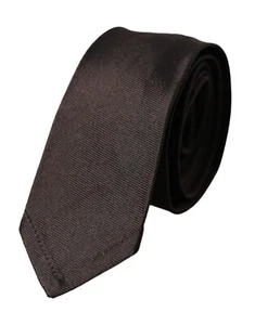 DOLCE & GABBANA Tie Brown Solid 100% Silk Adjustable Necktie Accessory 430usd - Picture 1 of 6
