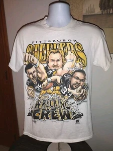 Vintage Pittsburgh Steelers "Wrecking Crew" Caricature 90's t-shirt NFL football - Picture 1 of 7