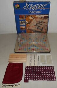 1987 DELUXE SCRABBLE CROSS WORD TURNTABLE BOARD GAME SELCHOW & RIGHTER