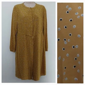 Boden Size 10 Petite Mustard Pintuck Dresss 10P Long Sleeve - Bild 1 von 6