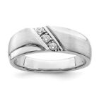 14k White Gold 3-Stone 1/8Ct Diamond Engagement Wedding Band Ring for Mens
