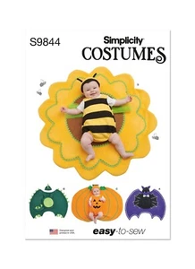 SIMPLICITY 9844 CHILD'S COSTUMES Sewing Pattern BAT DINO BEE PUMPKIN Skill EASY - Picture 1 of 6