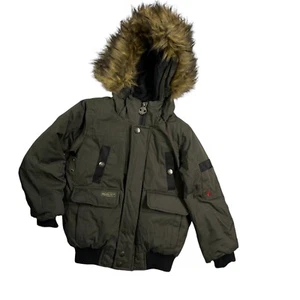 J. Whistler Coat  Boys 6 Base Camp Down Fill Faux Fur Hood Zip Parka Jacket Ski - Picture 1 of 12