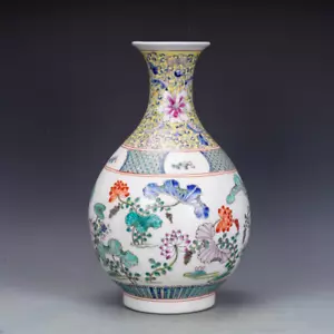 Beautiful Chinese Hand Painting Famille Rose Porcelain Flowers Plants Vase - Picture 1 of 9