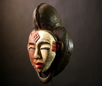 Maschera africana arte da parete vecchia maschera Puno Okuyi Mukudji Society ... - Immagine 1 di 4