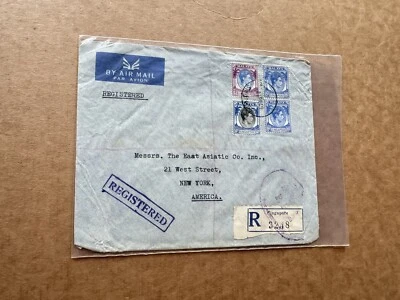 Malaya Singapur 1949 cubierta regular + franqueo KGVI bicolor #SG28+23X3=1,45 $ tarifa Foto 1 de 3