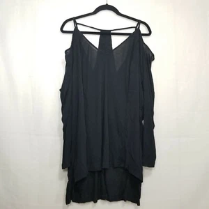 City Chic Träger Cold Shoulder Top schwarz Gr. L V-Ausschnitt Racerback MÄNGEL - Bild 1 von 11
