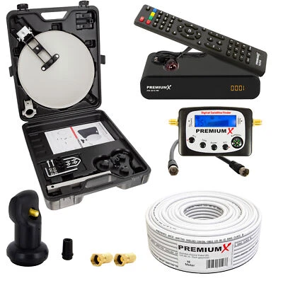 Camping Satelliten Anlage HD TV Receiver SAT Finder Single LNB Kabel im Koffer - Bild 1 von 4