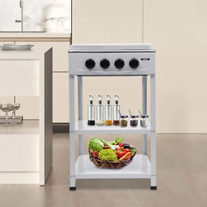 Kommerziell Weiß Restaurant Küche Stahl Stand Brenner Kochen Gasherd Set - Bild 1 von 13