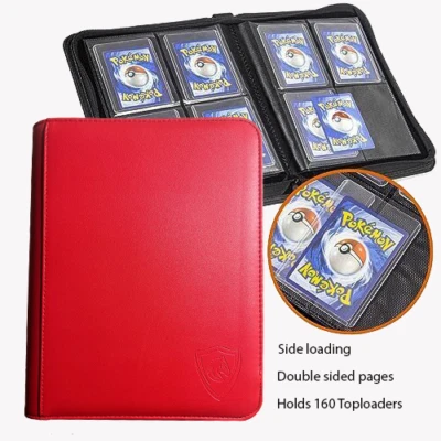 Carpeta de cargador superior tiene capacidad para 160 estuches rígidos estándar de 3”x4” Toploader 4 bolsillos 2 lados Foto 1 de 2