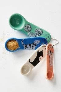 Anthropologie Measuring Spoons GEMMA ORKIN Dogs PAINTED PUPS Poodle Bulldog NWT - Picture 1 of 3