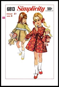 Simplicity 6813 Pattern Dress Toddler Girl Matching DOLL Frock PICK - Picture 1 of 5