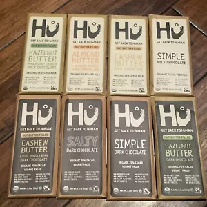 Hu Chocolate Bars 8 Pack Variety Vegan Paleo Organic Milk And Dark Library Combo - Picture 1 of 2