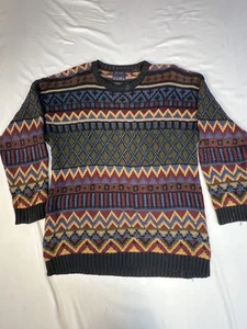 Suéter Vintage Old Glory Para Hombre Grande Multicolor Tejido Geométrico Pullover EE. UU. 90s - Imagen 1 de 9