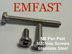 Metrische 8mm Pan Pozi Maschinenschrauben Edelstahl Domkopfschrauben M8 Schraube - Bild 1 von 1