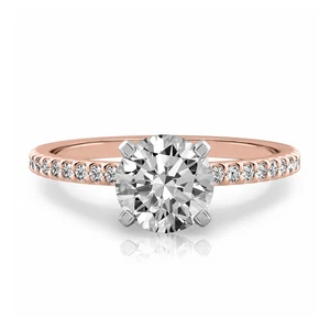 Diamond Gold Ring For Wedding Lab Grown Round 1.2 Carat IGI Certified 14k Rose - Picture 1 of 10