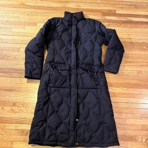 Lands End Coat Womens Small 6-8 Brown Long Down Puffer Jacket Quilted - Picture 1 of 8