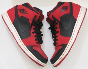 Jordan 1 Mid Bred Men Size 10.5 Shoes Black Red Sneakers 2013 554724-005 - Picture 1 of 10