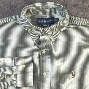 Ralph Lauren Hemd 16,5 32/33 Classic Fit Grün Vertikal Gestreift Fleisch - Bild 1 von 10