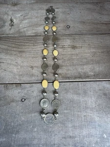 Vintage Neckalce With Coins And Yellow Stones Coin Necklace - Picture 1 of 8