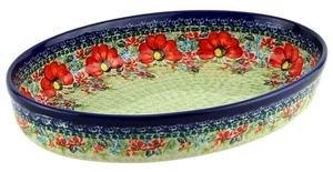 Polish Pottery Au Gratin Oval Baking Dish – 12" x 8 ½" x 2 ½" - Boleslawiec - Picture 1 of 4