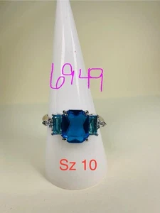 Bomb Party Sz10 Revealed BP Ring Fashion RBP Triple Brilliant Blue Rhodium P - Picture 1 of 7