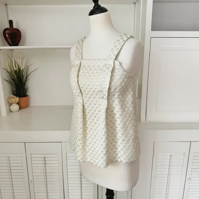 See by Chloe Textured Metallic Gold Tweed Check Tank Top Size XS - Image 1 of 4