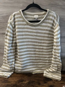 A New Day Damen gestreifter Pullover Größe Large creme und beige Langarm - Bild 1 von 3