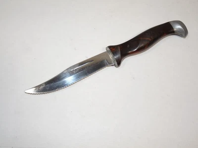 CUTCO No. 1769 Serrated Edge Brown Handle Hunting Fixed Blade Knife Damaged - Image 1 of 4