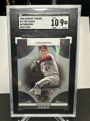 Tom Seaver 2008 Donruss Threads Auto /50 #19  SGC 9 AUTO 10 New York Mets - Image 1 of 2
