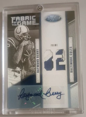 2011 Certificado Tecido do Jogo Raymond Berry Prime Relíquia Auto 02/10 Colts - Imagem 1 de 3