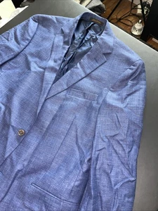 JOS A Bank Reserve Vitale Barberis Soft Shoulder Wool Silk Linen Blend 44L Blue - Picture 1 of 23