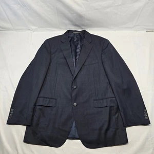 jp tilford Samuelsohn Mens Blazer Sportscoat 44reg Windowpane Navy Super 100s - Picture 1 of 11