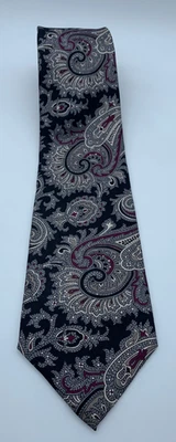 Corbata Andre Gianni Paisley Negra Gris Roja 100% Seda Cosida a Mano EE. UU. Foto 1 de 4