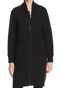 Eileen Fisher Black Wool Long Bomber Coat XL - Picture 1 of 8