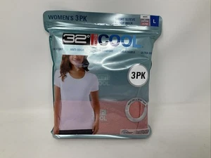 NEW WOMENS 32 DEGREES COOL 3 PK SHORT SLEEVE SCOOP NECK QUICK DRY SHIRT! VARIETY - Picture 1 of 2