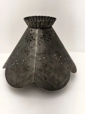 Punched Metal Farmhouse Primitive Rustic Metal Lamp Shade 6" Black Barn Star - Image 1 of 4