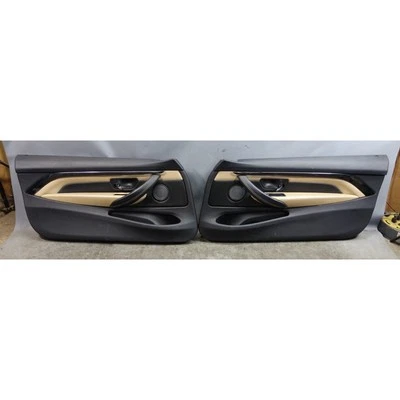 Damaged 15-20 BMW F82 F83 M4 Front Interior Door Panel Trim Pair Sonoma Beige OE - Image 1 of 4