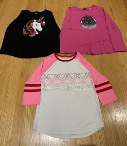 Lot Of 3 Girls Shirts Cat & Jack,Children’s Place, XL 14/16 & XXL 16 Unicorn - Picture 1 of 9