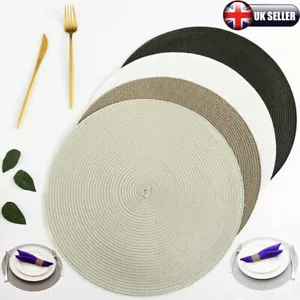 4 Packs of Round Jacquard Weaved Non Slip Placemats Dining Table Place Mats Set - Picture 1 of 17