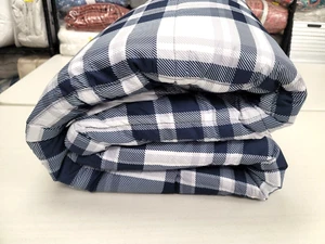 Royal Luxe  Reversible Plaid Down Alternative KING Comforter Navy - Picture 1 of 7