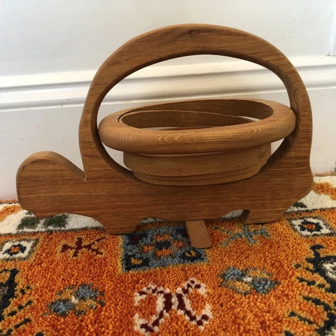 WOODEN WAYS NATURAL COLLAPSIBLE FOLDING BASKET / TRIVET OAK WOOD TURTLE Cover