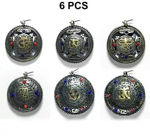 6 Stck. Lot Tibetisches Silber Anhänger doppelseitig filigran geschnitzt Design Nepal Ethno - Bild 1 von 7