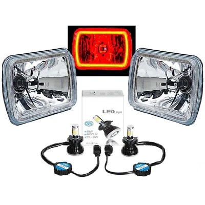 Par de faros bombilla LED 40W halo vidrio/metal COB rojo 7X6 Foto 1 de 4