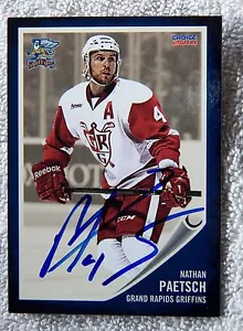 Nathan Paetsch13/14 Grand Rapids Griffins Auto SGA Karte Detroit Red Wings - Bild 1 von 1