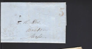 USA-1849-STAMPLESS-FOLDED LETTER-5 CENT RED NUMERAL--SCHENECTADY NY---#558 - Picture 1 of 3
